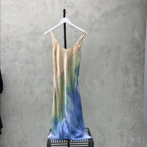 Cami NYC Backless Dress in Cream and Blue